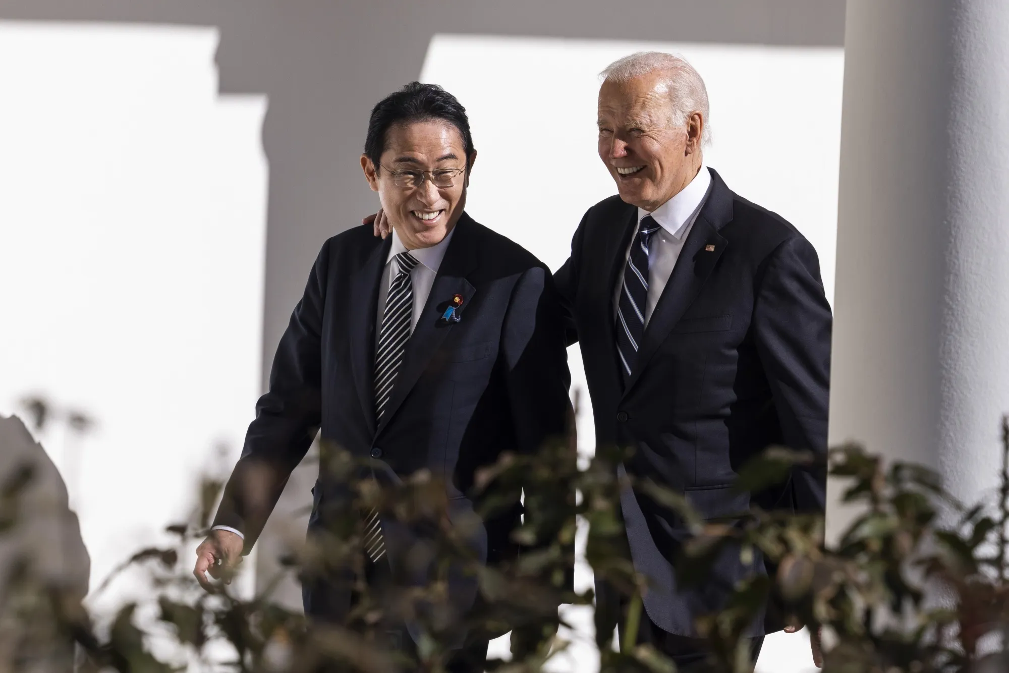 US President Joe Biden, right, and Fumio Kishida, Japan's prime minister, at the White House.