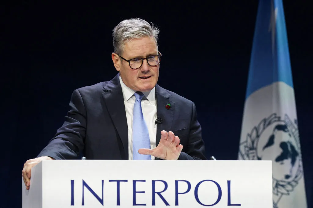 Keir Starmer&nbsp;during the first day of the Interpol general assembly, in Glasgow. on Nov.&nbsp;4.