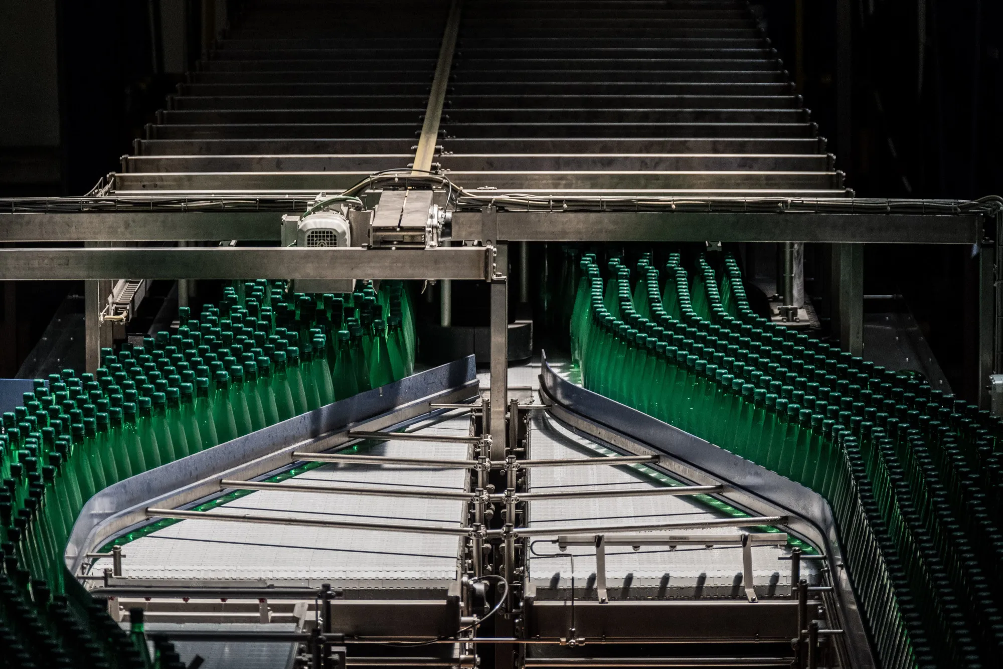 Plastic bottles of Perrier mineral water at a Nestle SA plant in Vergeze, France.
