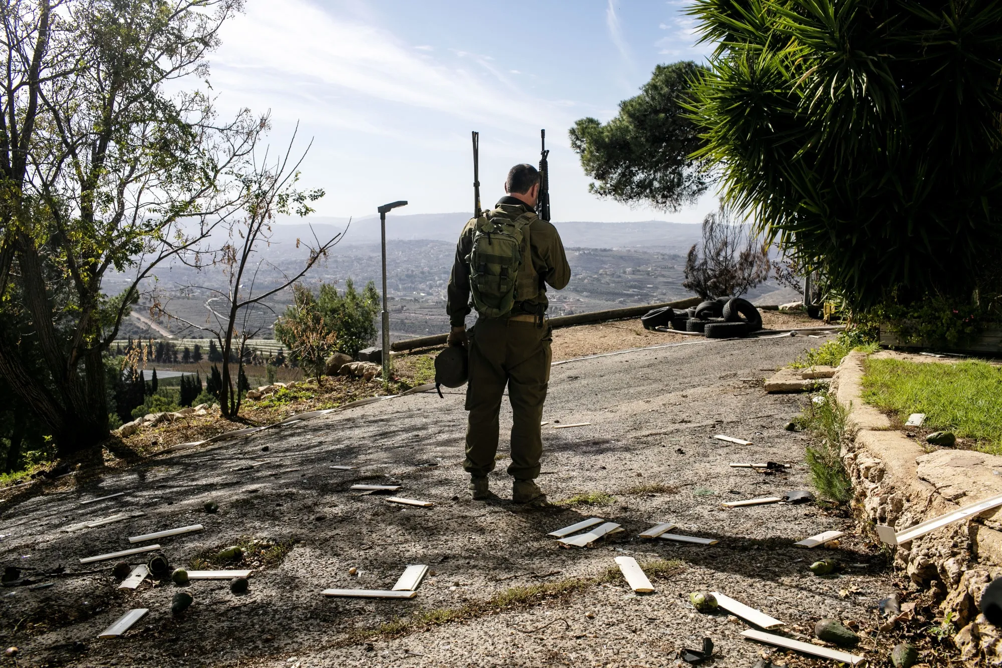 An Israeli soldier near the Israel-Lebanese border in Kibbutz Menara, northern Israel.