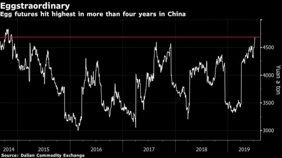 China's Egg Prices Surge as Swine Fever Boosts Demand for Chickens