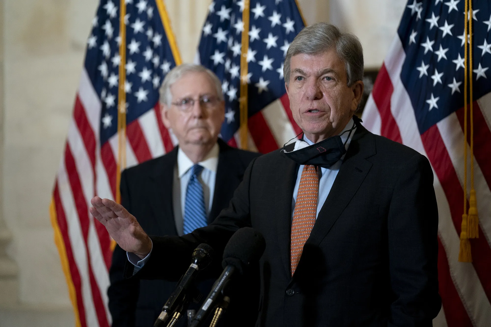 Senator Roy Blunt&nbsp;speaks following the&nbsp;Senate Republican leadership vote with Senate Majority Leader&nbsp;Mitch McConnell.&nbsp;