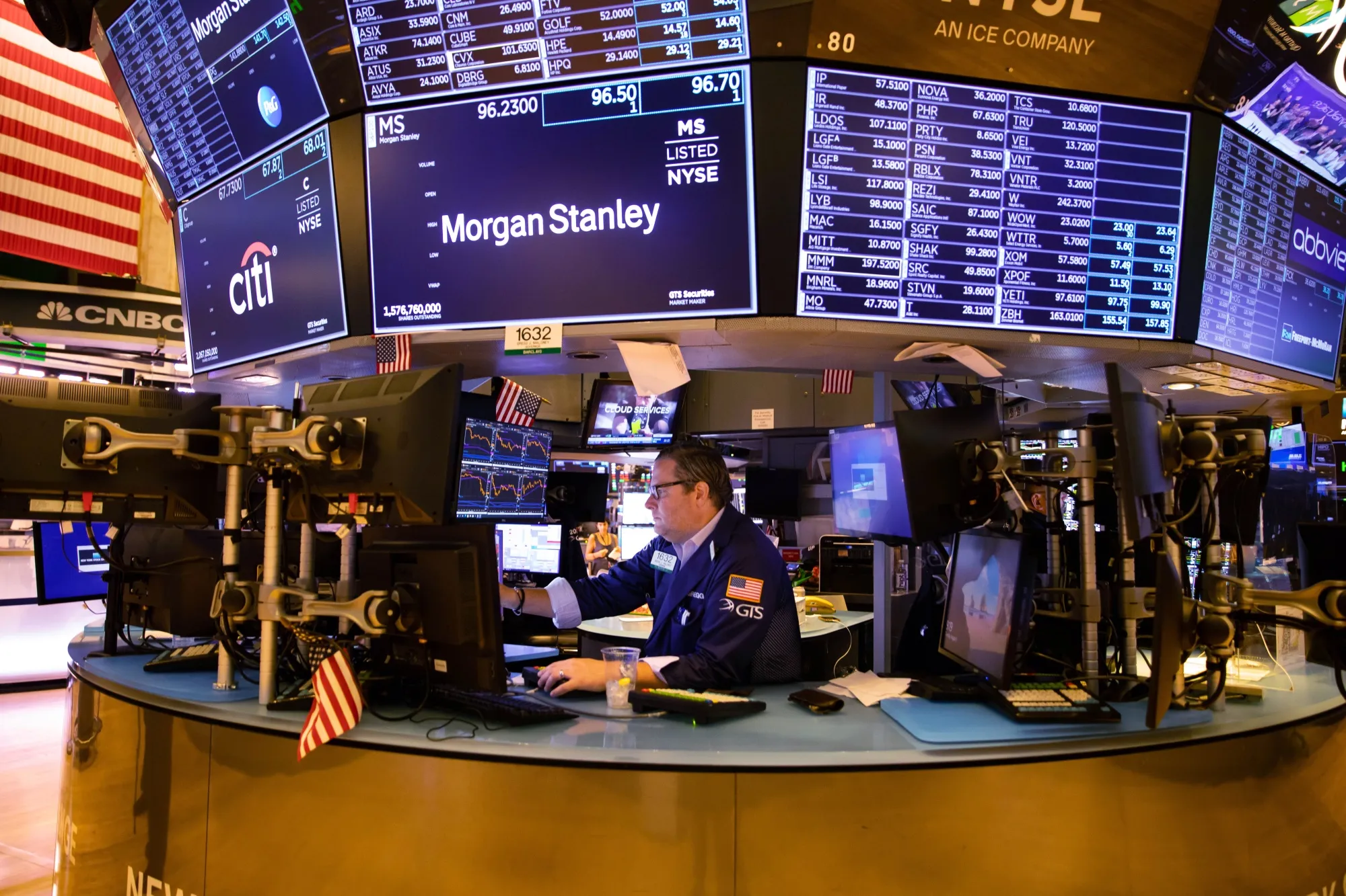 A trader works on the floor of the New York Stock Exchange (NYSE) in New York, US.