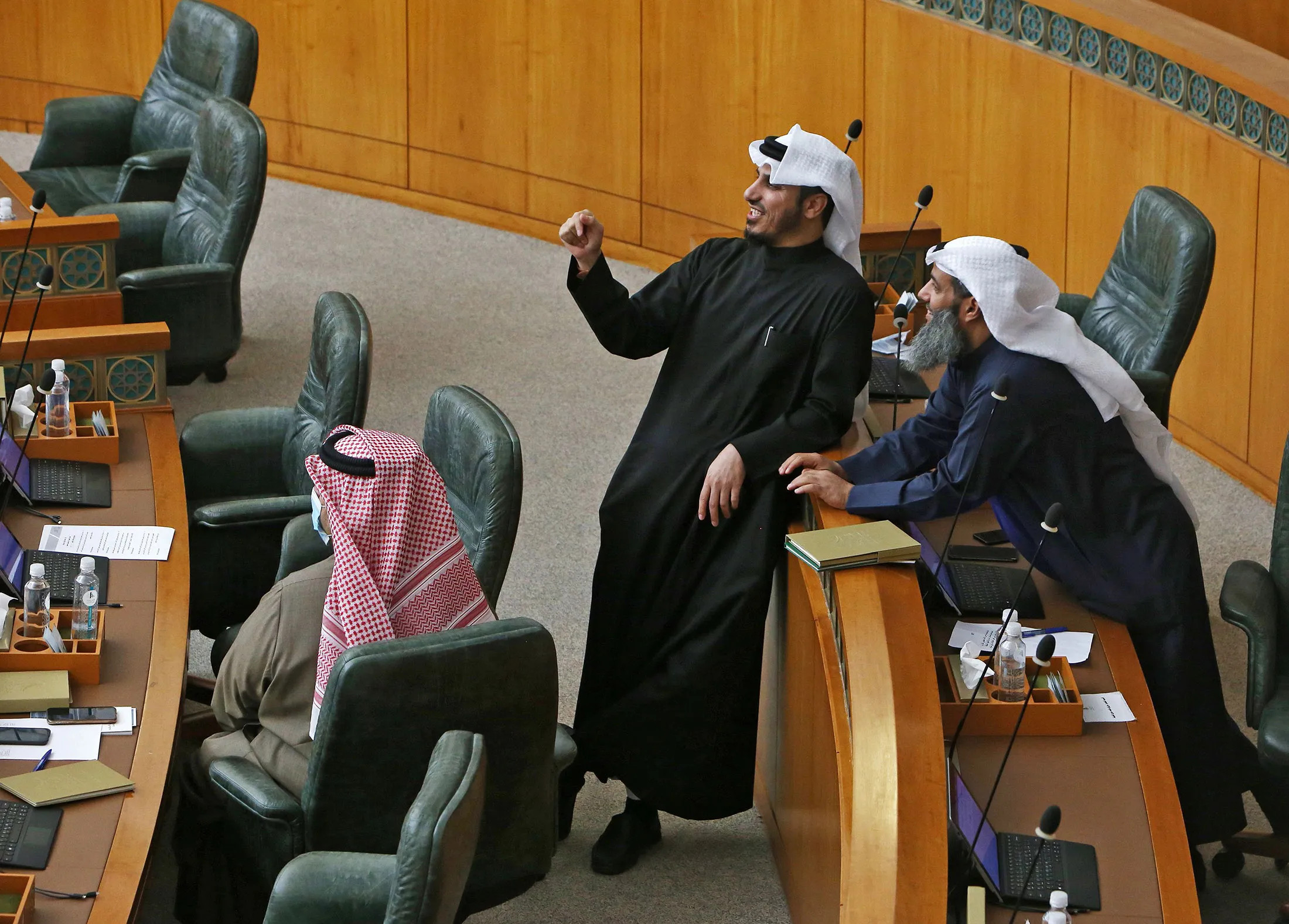 Bader al-Dahoum, center, during the national assembly session that was adjourned due to cabinet's resignation, in Kuwait City on Jan.&nbsp;19.