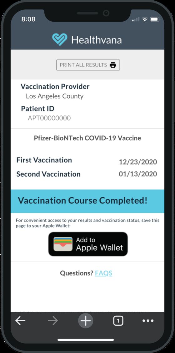 Los Angeles Vaccine Recipients Can Put the Proof in Apple Wallet