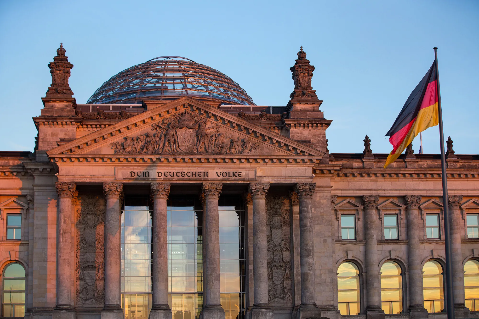 The Reichstag building in Berlin, Germany.