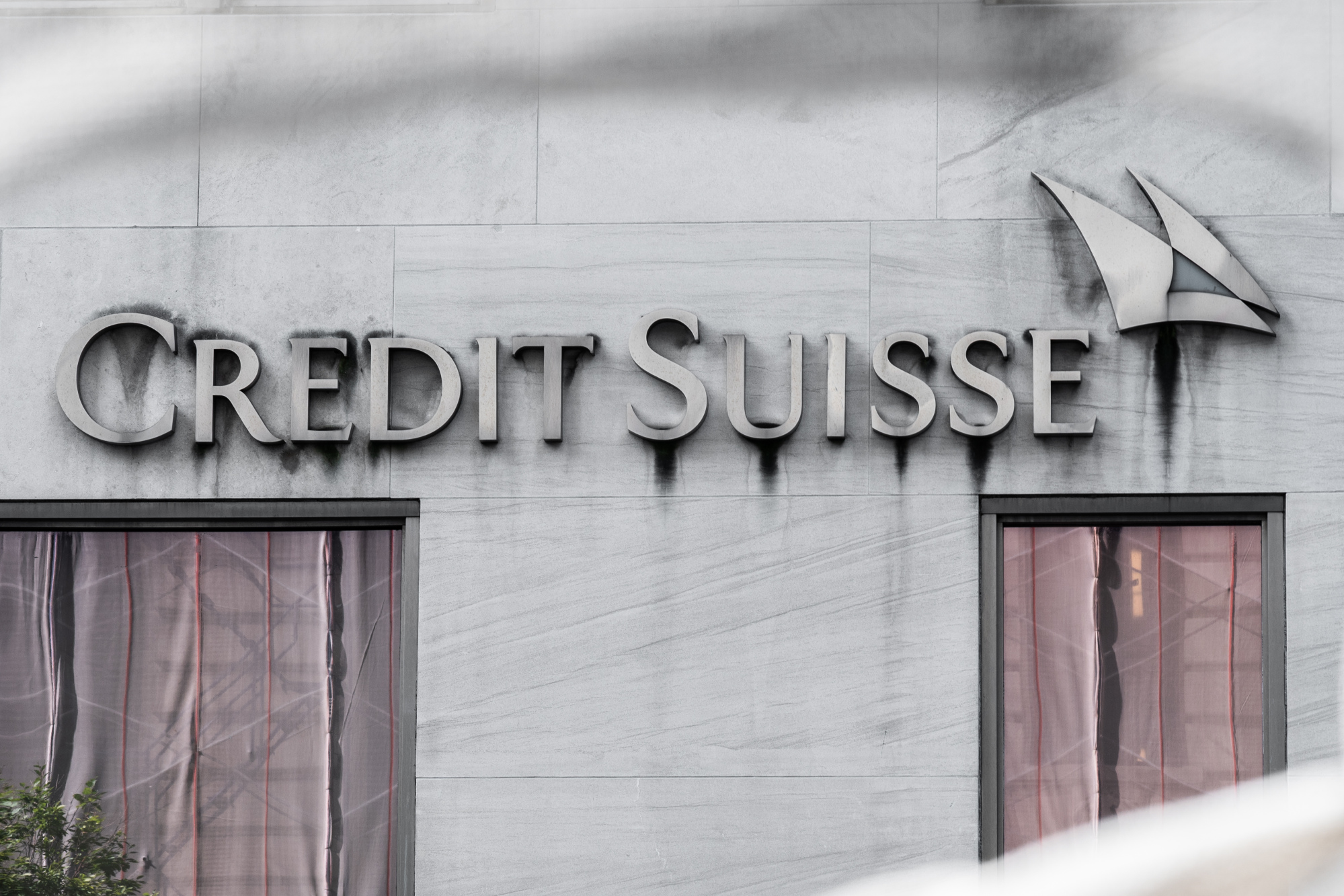 Signage is displayed at the Credit Suisse Group AG headquarters in New York.