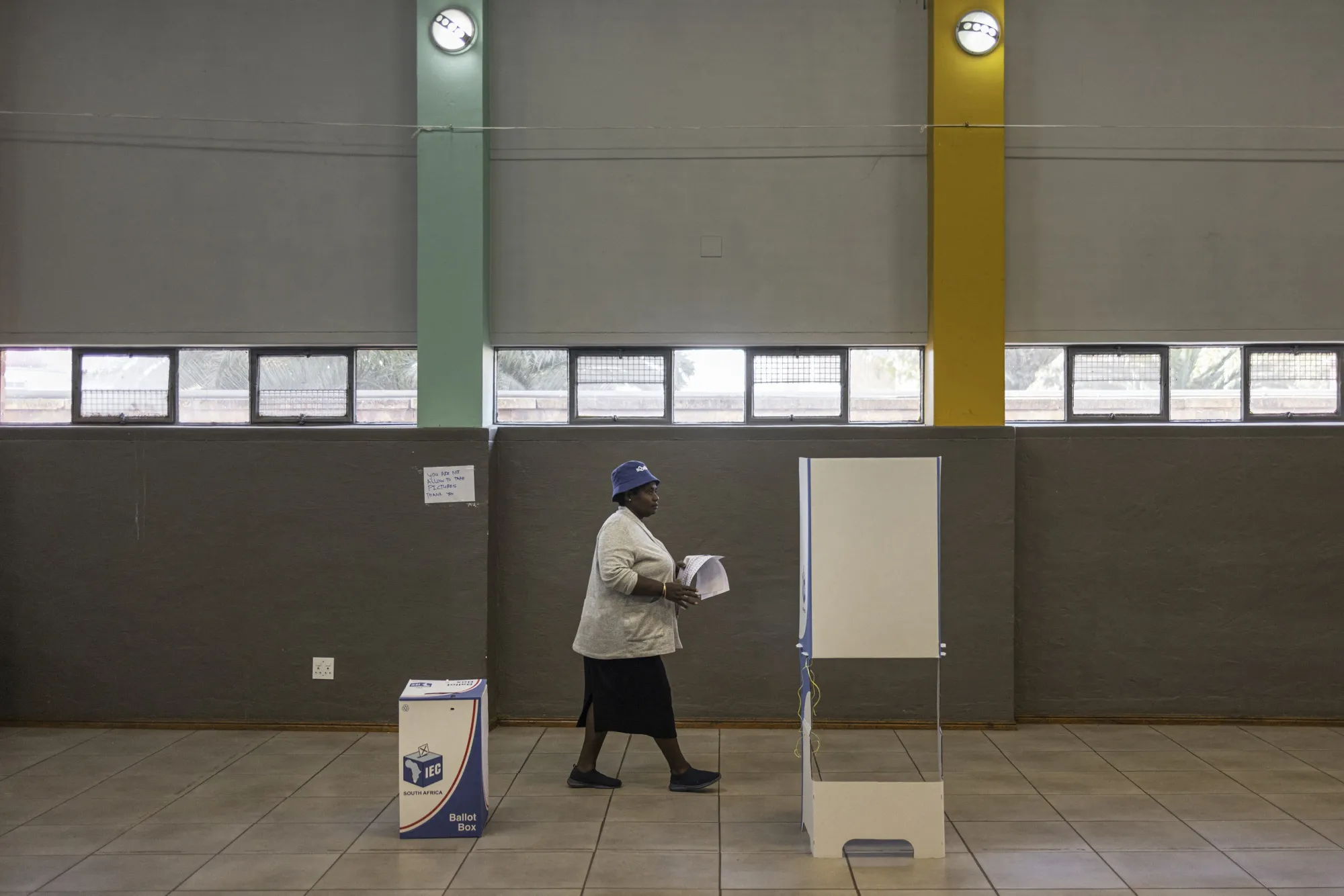 A voter at a voting booth in Johannesburg on May 27.