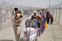 Afghan nationals at the Pakistan-Afghanistan border crossing point in Chaman. 