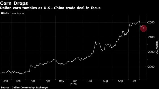 China Crop Futures Tumble as Biden Election Spurs Import Hopes