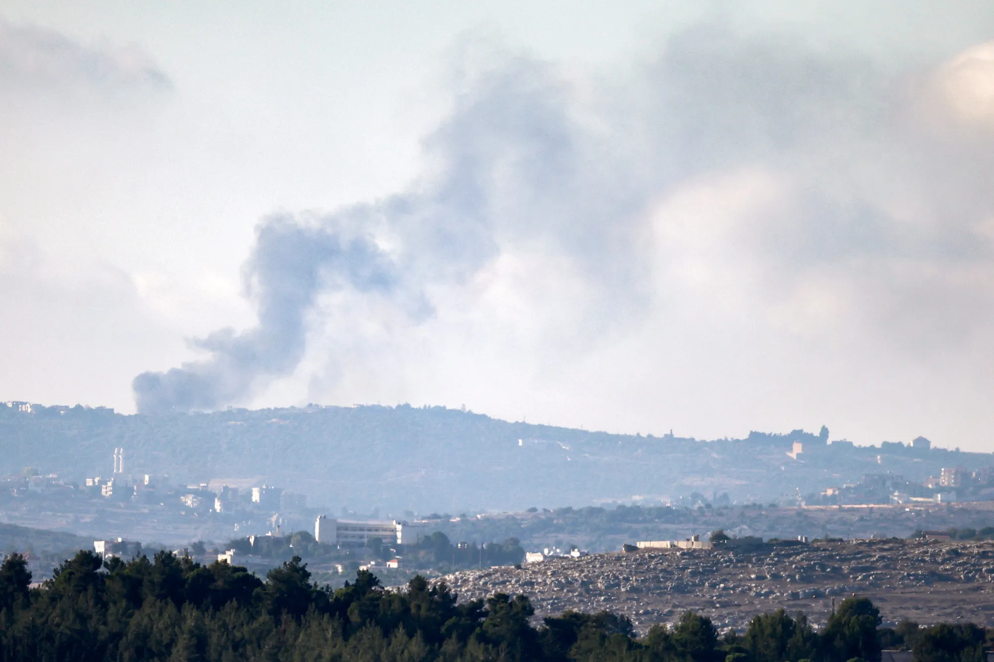 Smoke plumes billow following Israeli bombardment on south Lebanon.
