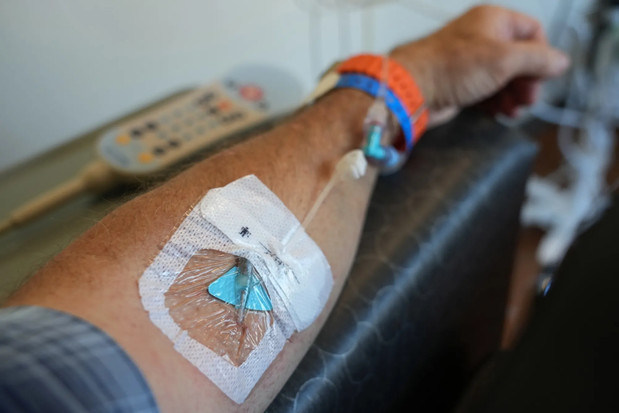 Bristol Myers Squibb Co. Opdivo&nbsp;immunotherapy medication is administered to a patient intravenously during cancer treatment in Provo, Utah.