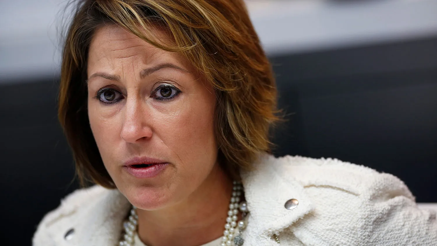 Heather Bresch, chief executive officer of drugmaker Mylan Inc., speaks during an interview in New York on Jan. 8, 2015.
