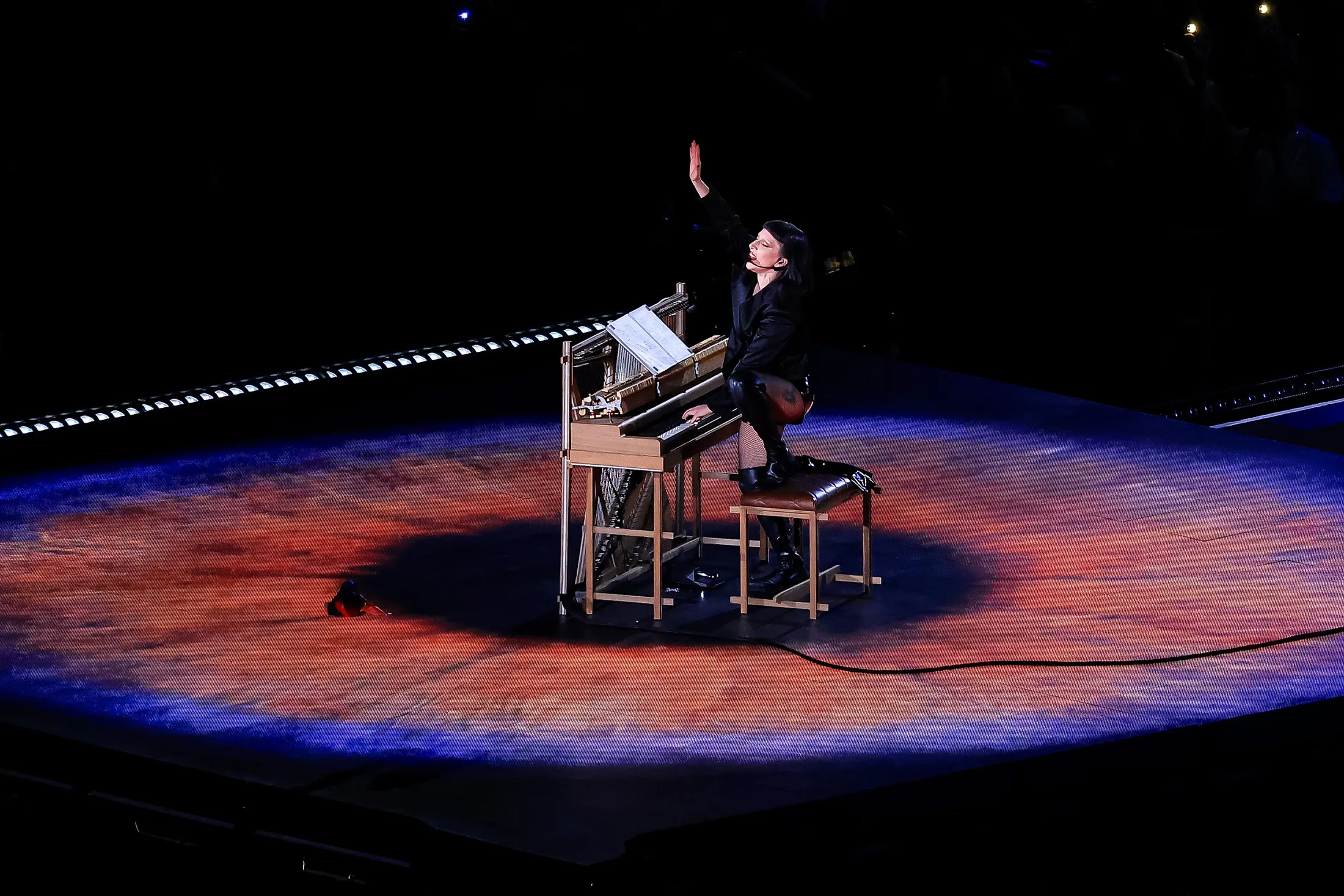 Lady Gaga performs during a free show at Copacabana Beach in Rio de Janeiro on May 3.