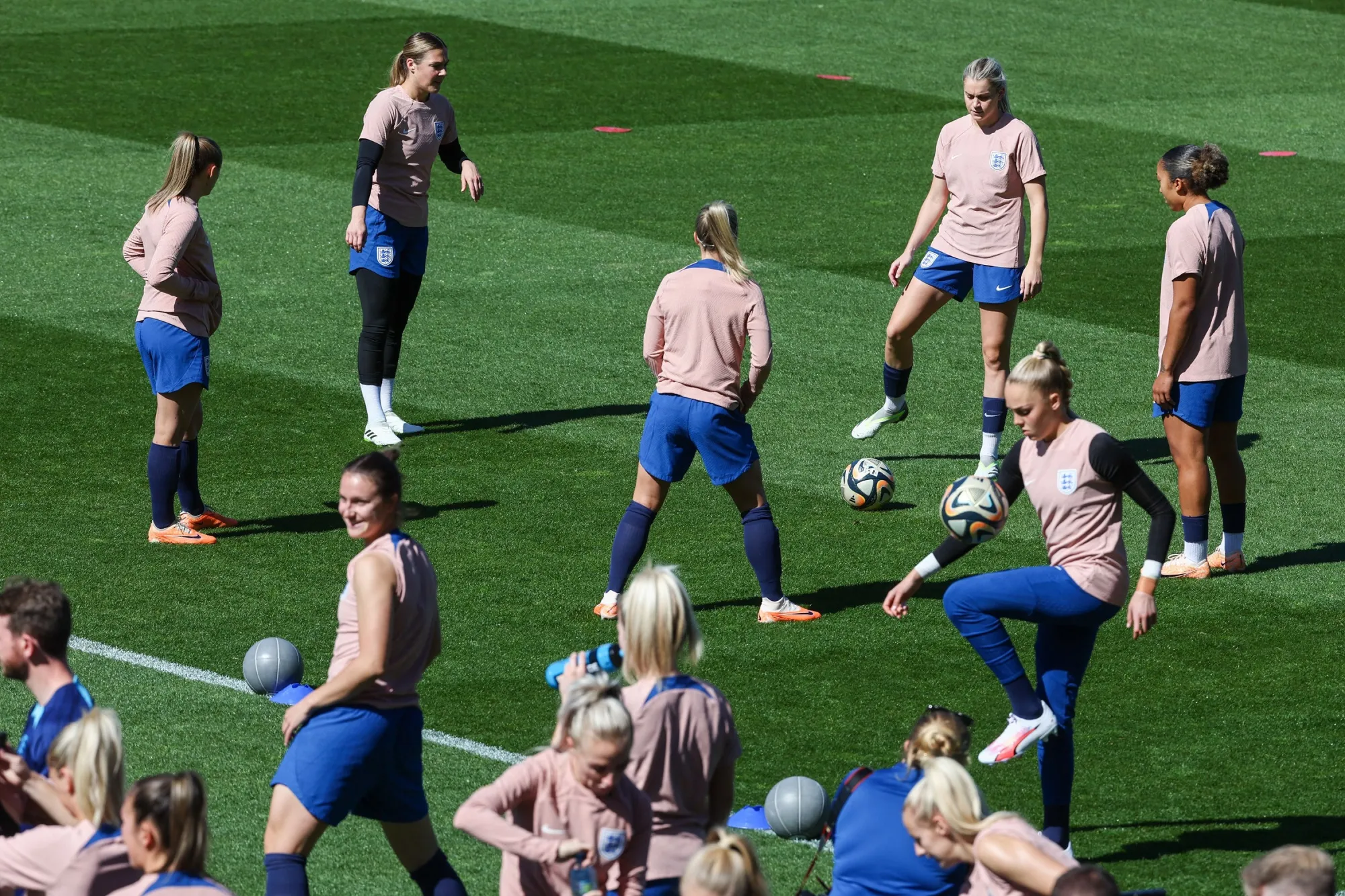 England players train on the eve of the FIFA Women’s World Cup final.