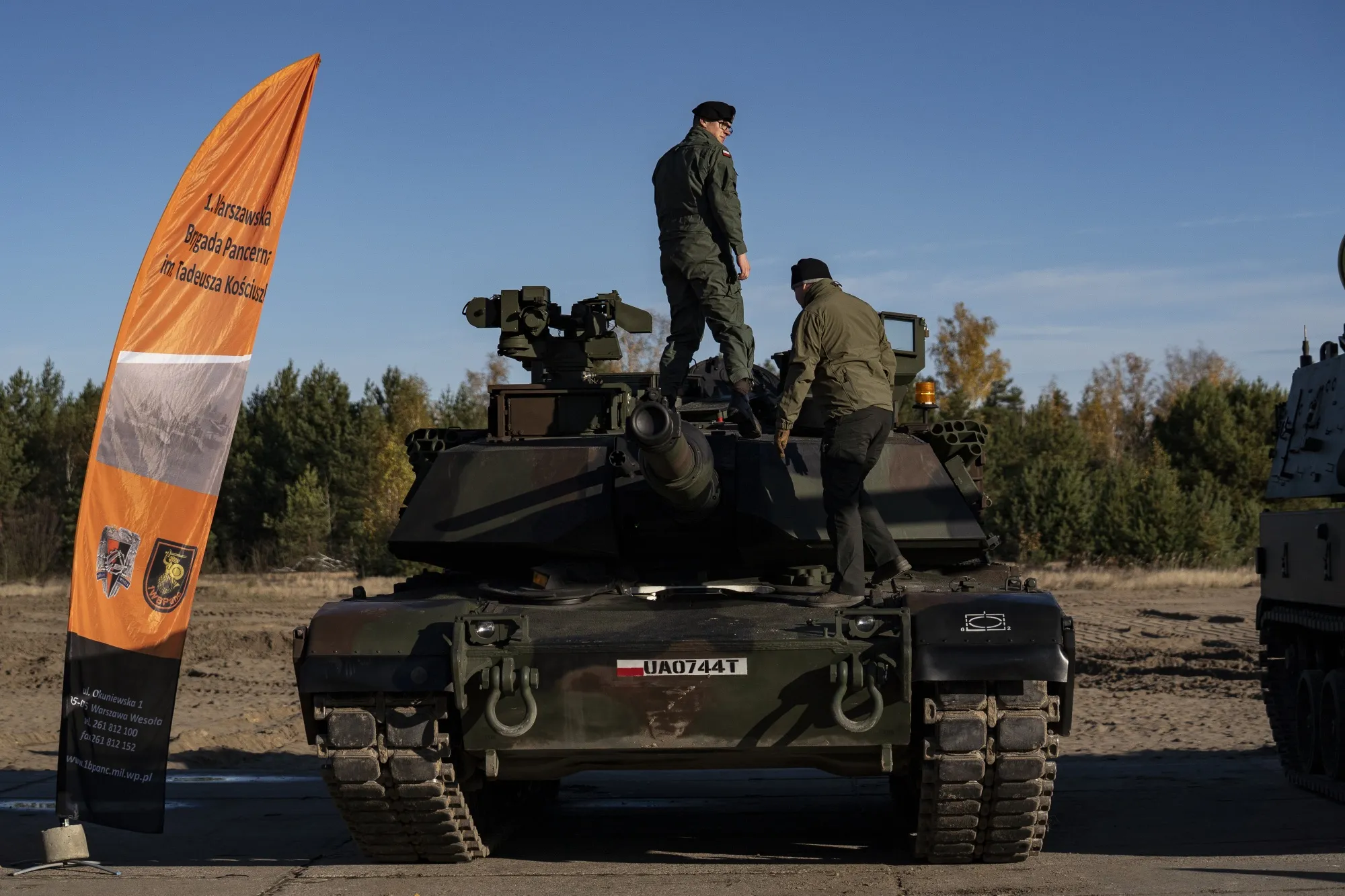 An Abrams M1A2 SEP V3 tank during the 'Train With The Army' military training day for civilians in Warsaw.