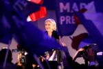 French presidential aspirant Marine Le Pen celebrates a strong showing in the first round of voting. 