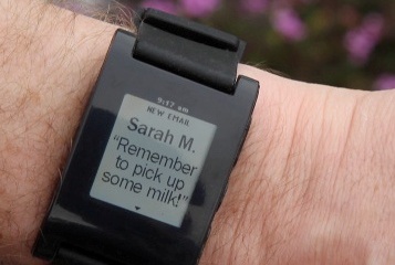 Pebble's smartwatch is supposed to display messages from your smartphone. Image courtesy of Pebble Technology.