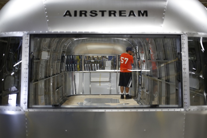 Airstream Inc. RV trailers are manufactured on the production line at the company's assembly plant in Jackson Center, Ohio, U.S.
