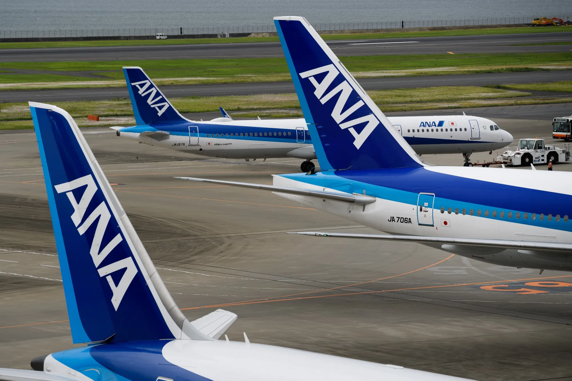ANA Airlines aircraft&nbsp;at Haneda Airport in Tokyo.