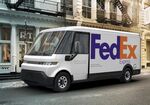 A FedEx Corp. branded BrightDrop electric cargo van.