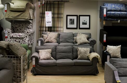 Sofas are Displayed Inside an Ikea Store