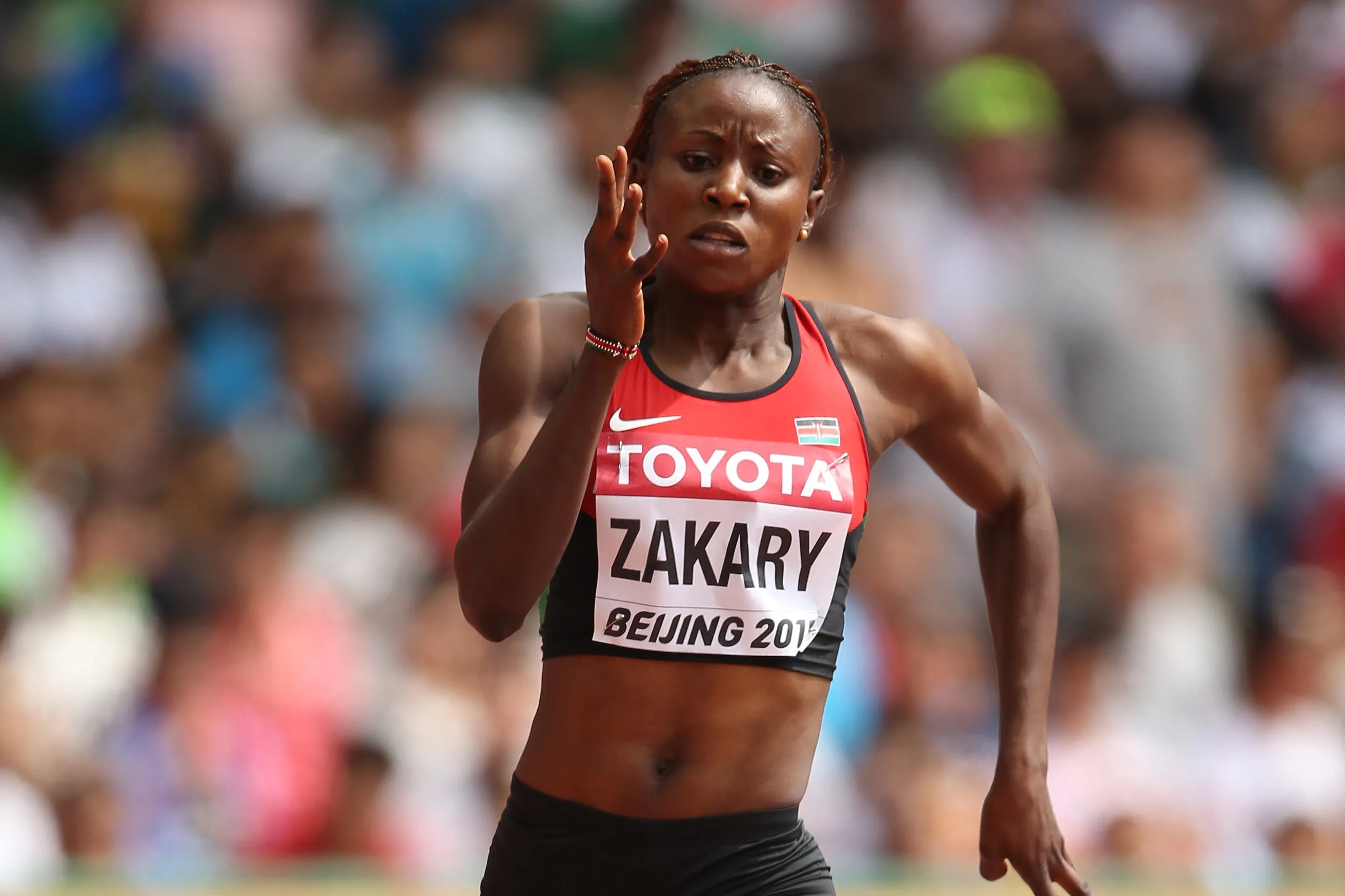 Joyce Zakary of Kenya competes in the Women's 400 metres heats during day three of the 15th IAAF World Athletics Championships Beijing 2015 at Beijing National Stadium on Aug. 24, in Beijing.
