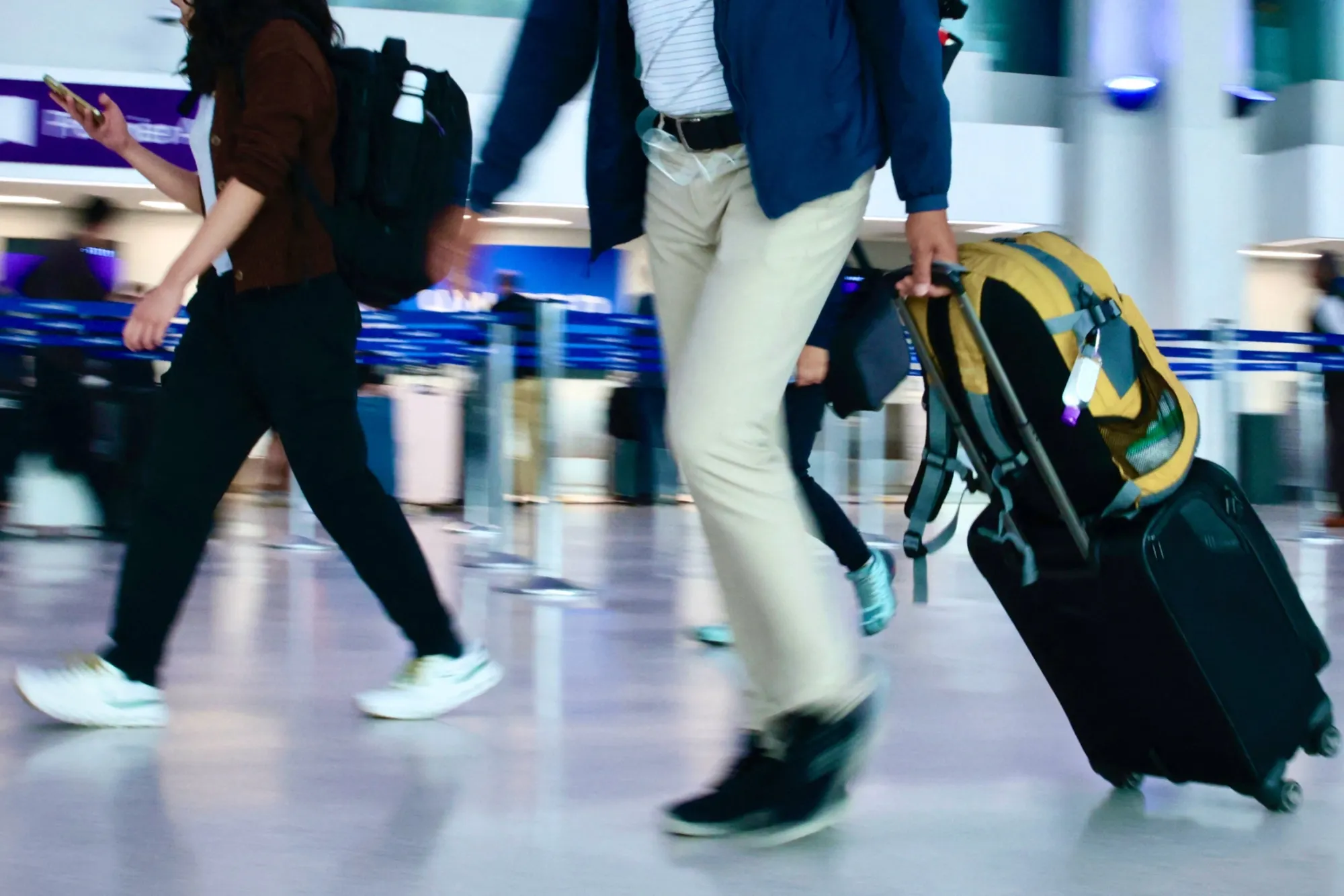 Travelers at Newark Liberty International Airport.