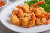 Fried shrimp and vegetable on plate RF