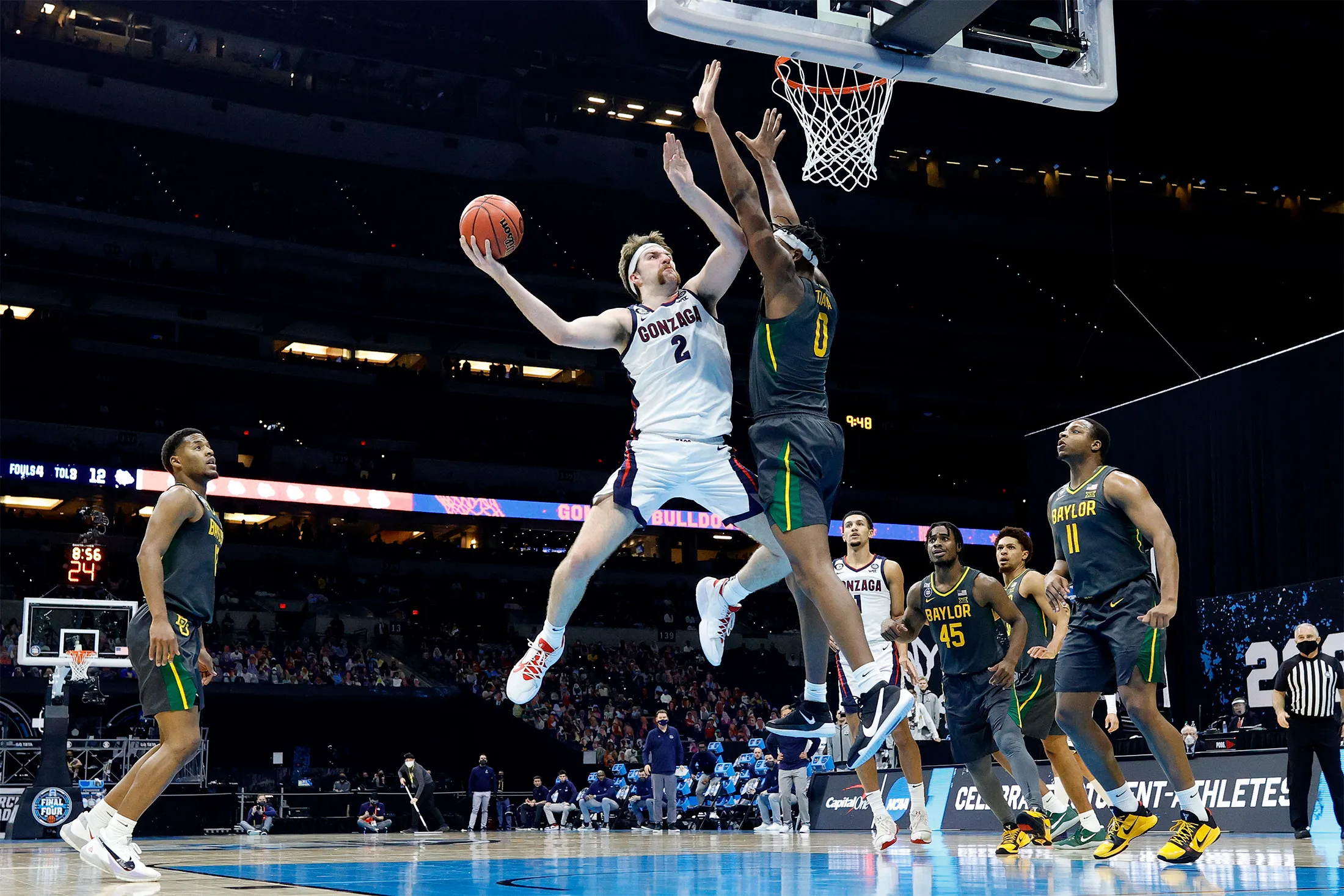 The Gonzaga Bulldogs vs the Baylor Bears in the National Championship game of the 2021 NCAA Men’s Basketball Tournament in Indianapolis, Indiana, on April 5.