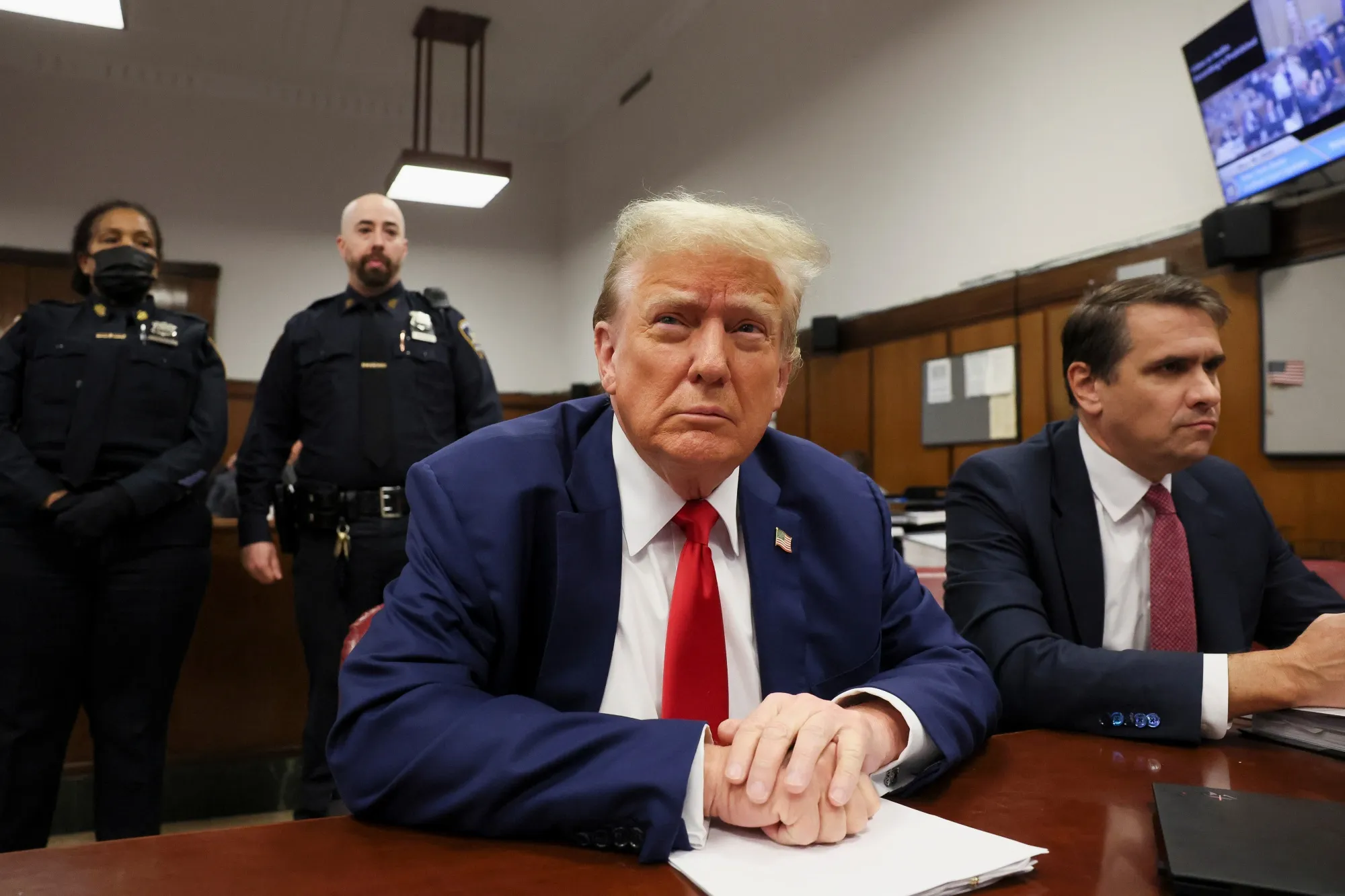 El ex presidente de EE.UU., Donald Trump, y su abogado Todd Blancheen Nueva York.