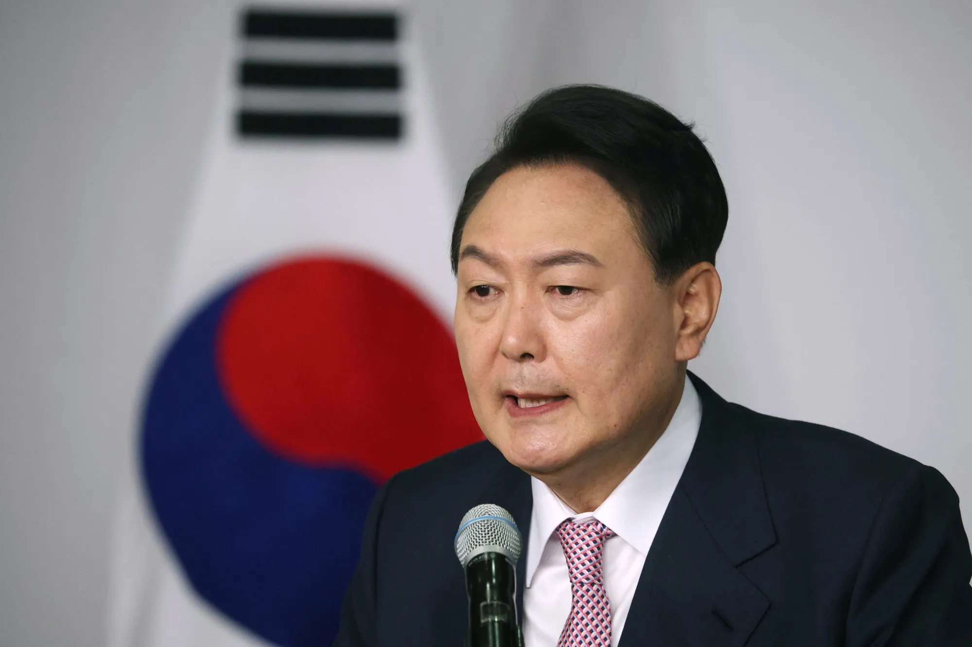 South Korea’s president-elect Yoon Suk-yeol at a news conference on March 10.