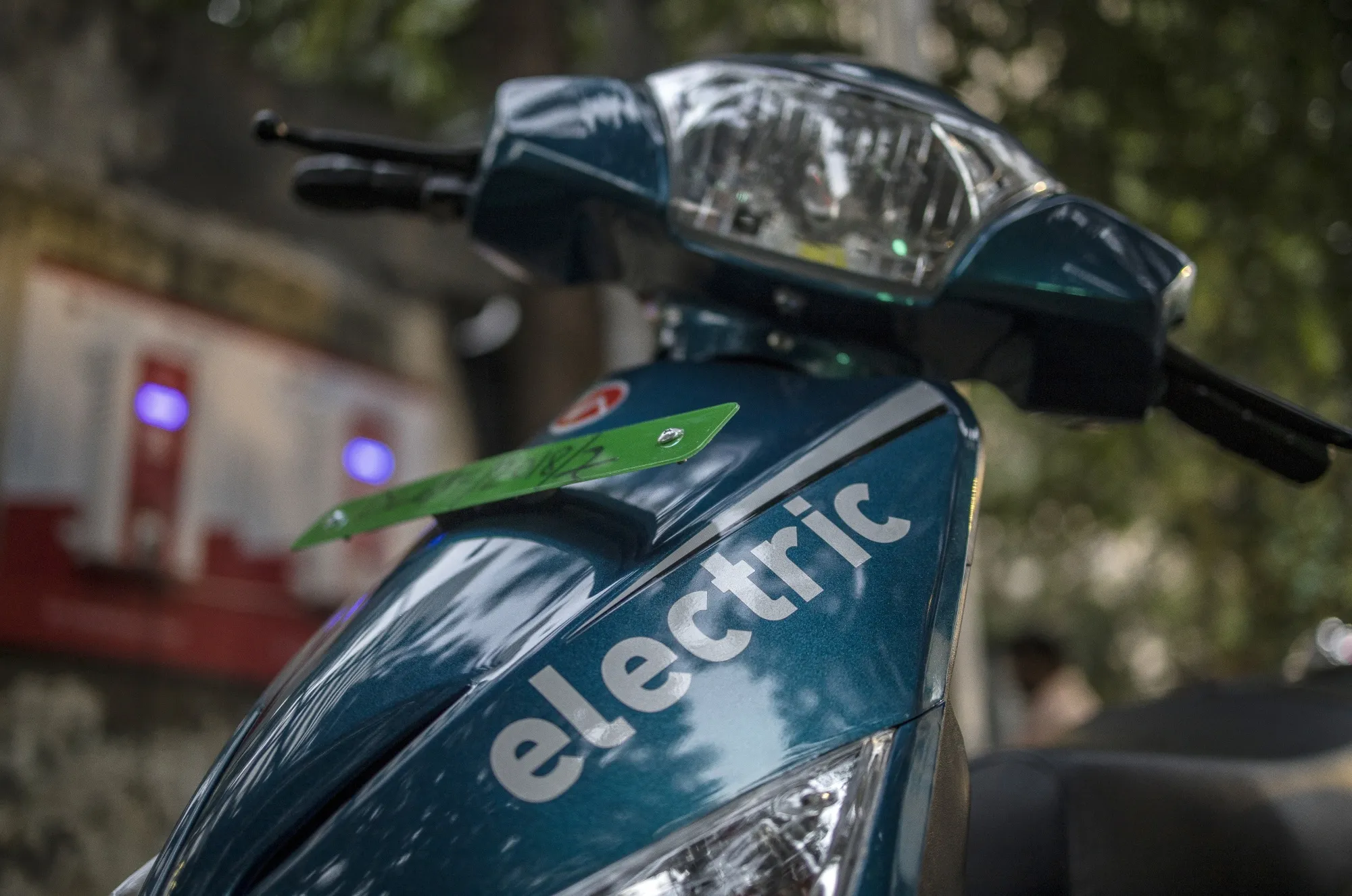 An electric scooter in New Delhi.