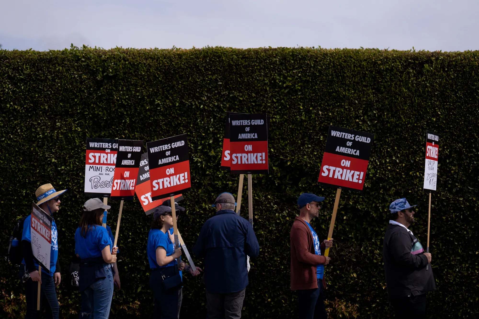 Writers Guild of America members and supporters on a picket line in&nbsp;Los Angeles.&nbsp;