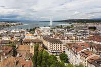 Aerial view of Geneva old town by Geneva lake in Switzerland
