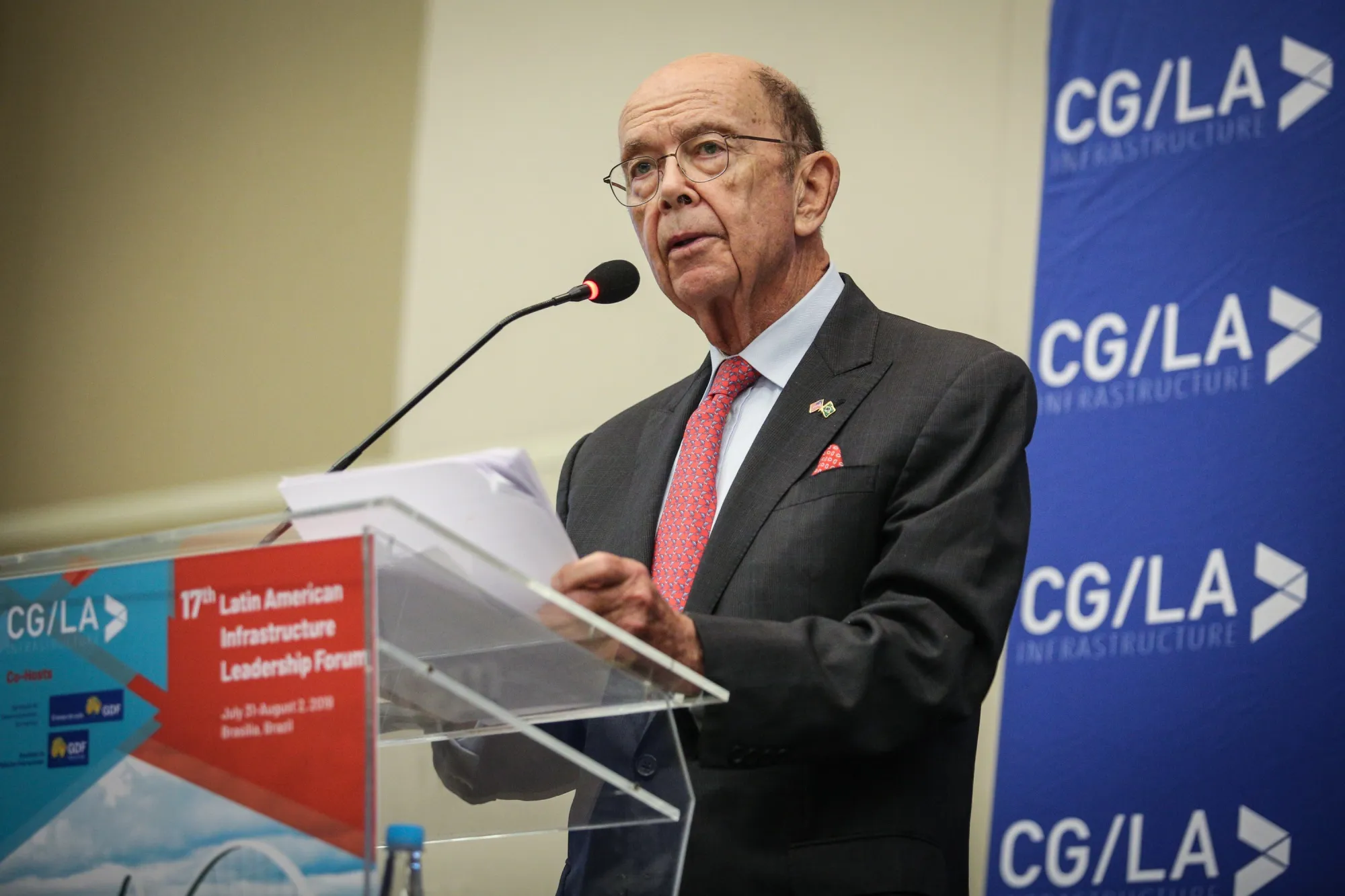 Wilbur Ross&nbsp;speaks in Brazil&nbsp;on Aug. 1.