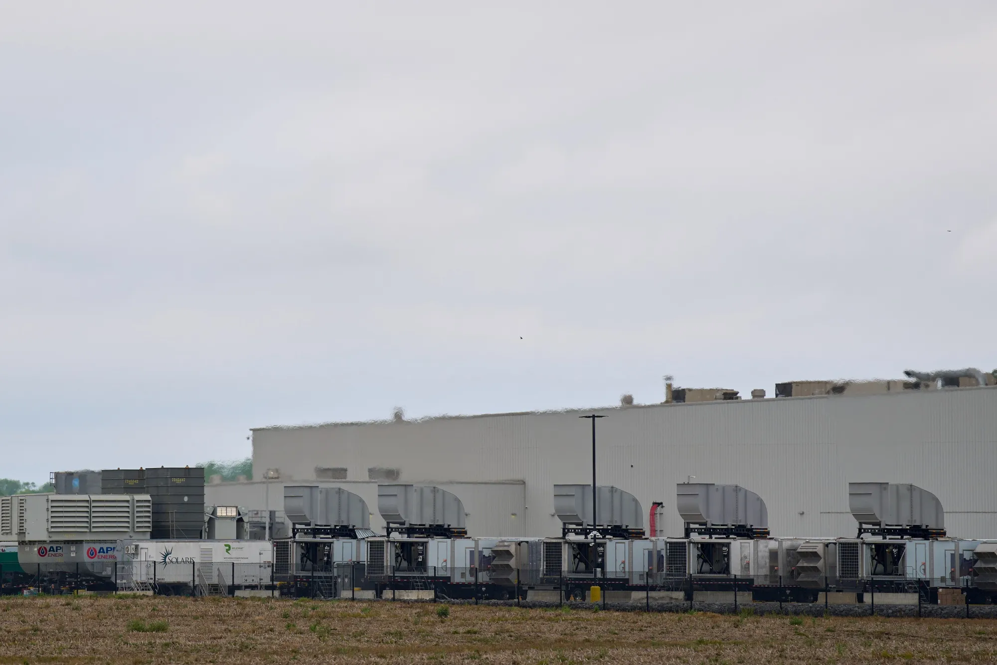 Gas turbines outside the xAI data center in Memphis.