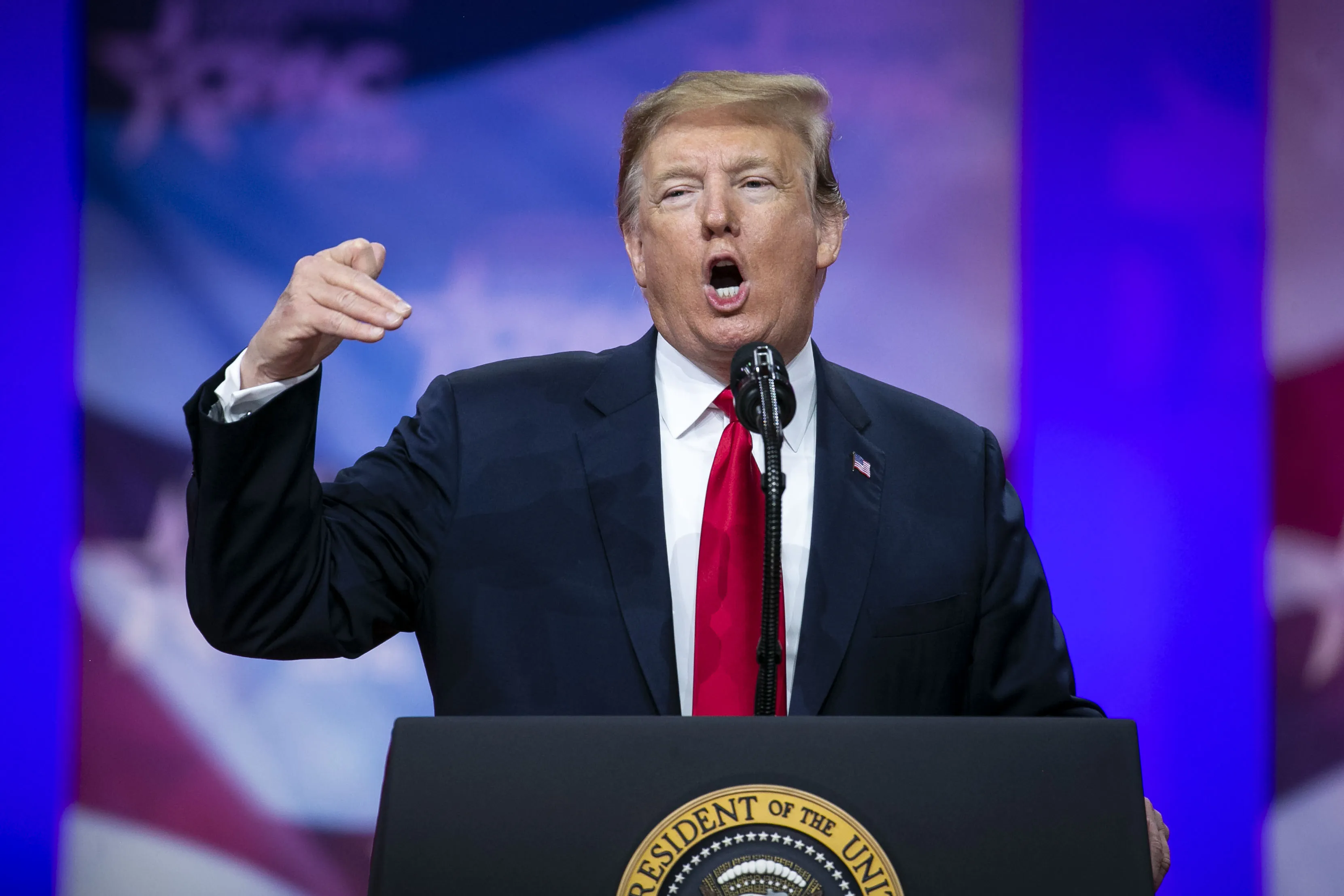 President Trump speaks at CPAC on Saturday.
