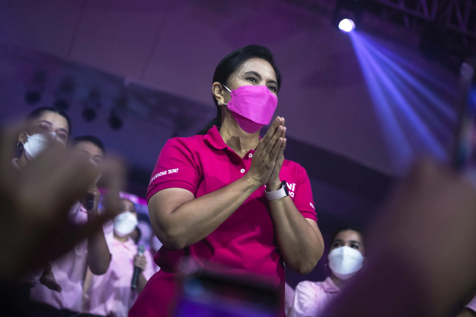 Leni Robredo gestures as she kicks off her campaign for presidential candidacy on Feb. 8.