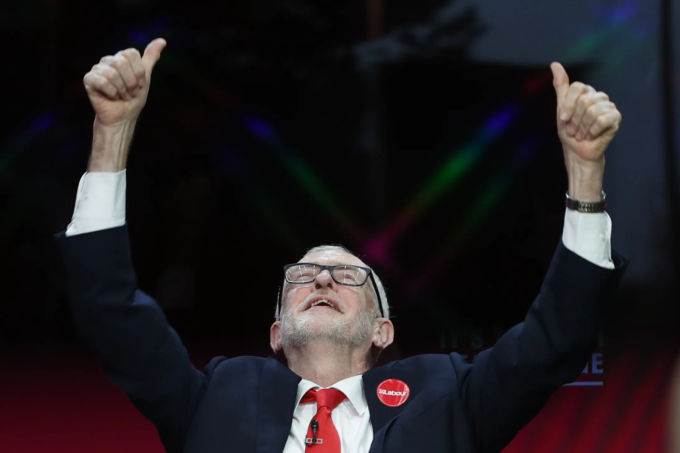 Jeremy Corbyn gestures during the launch of the party's general election manifesto on Nov. 21.