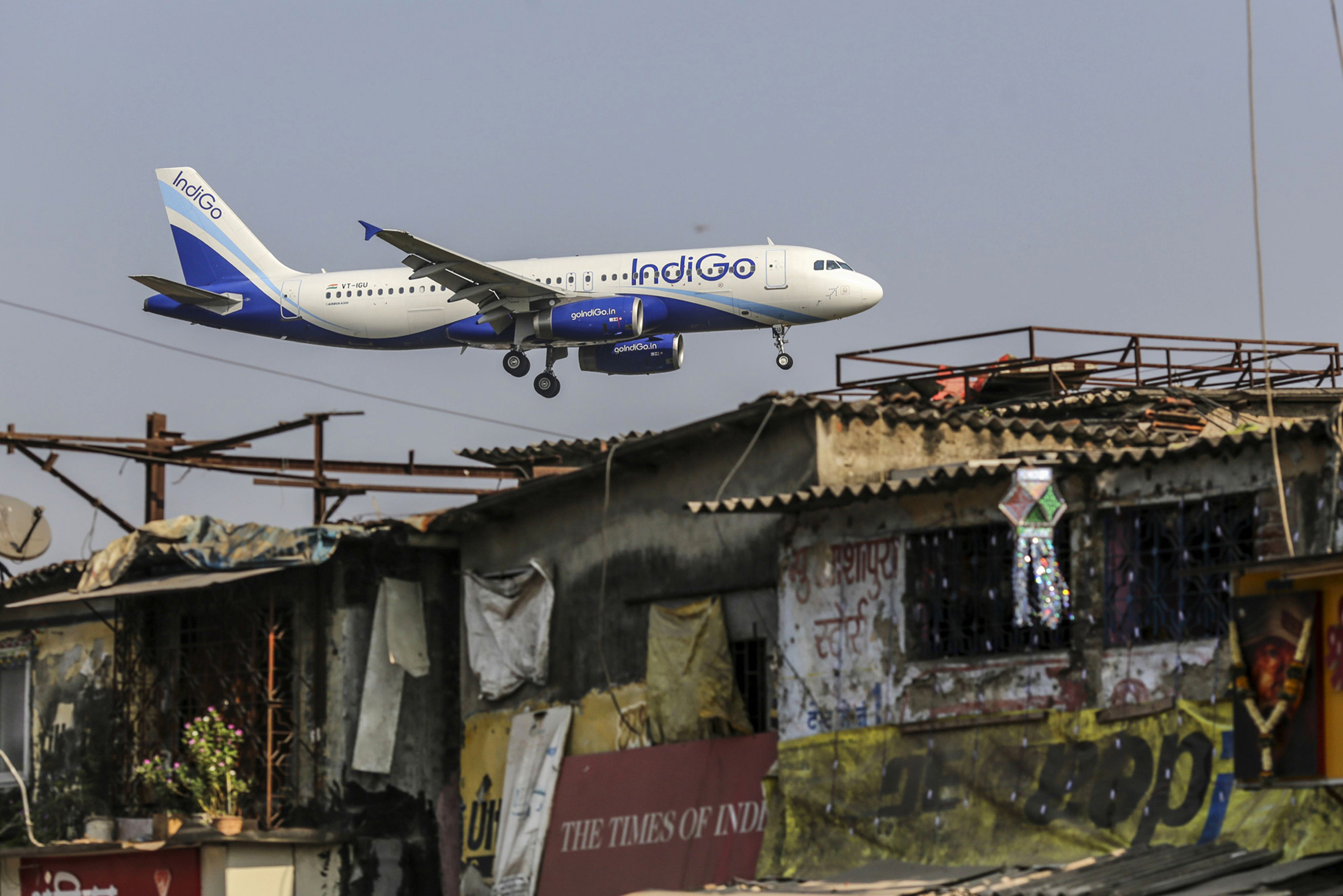 An IndiGo jet lands in Mumbai.