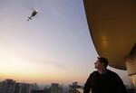 A customer waits for his Uber helicopter in Sao Paolo, Brazil, where, in 2016, Uber held a monthlong trial of the service. Uber plans to begin offering Uber Copter rides in New York City in July 2019.