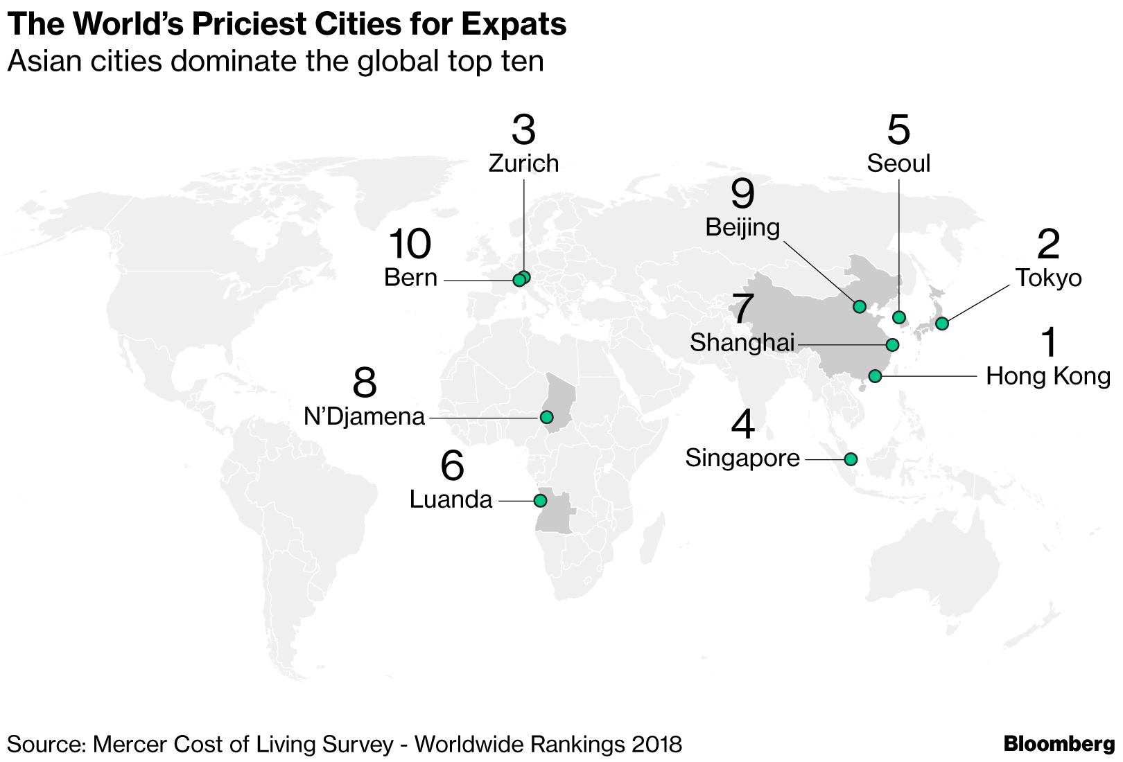 Mapped: The 10 Most Expensive Cities in the World