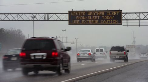 A Sign Warns Drivers of Hazardous Driving Conditions in Atlanta