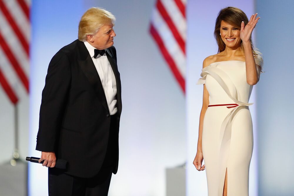 melania trump white dress inauguration