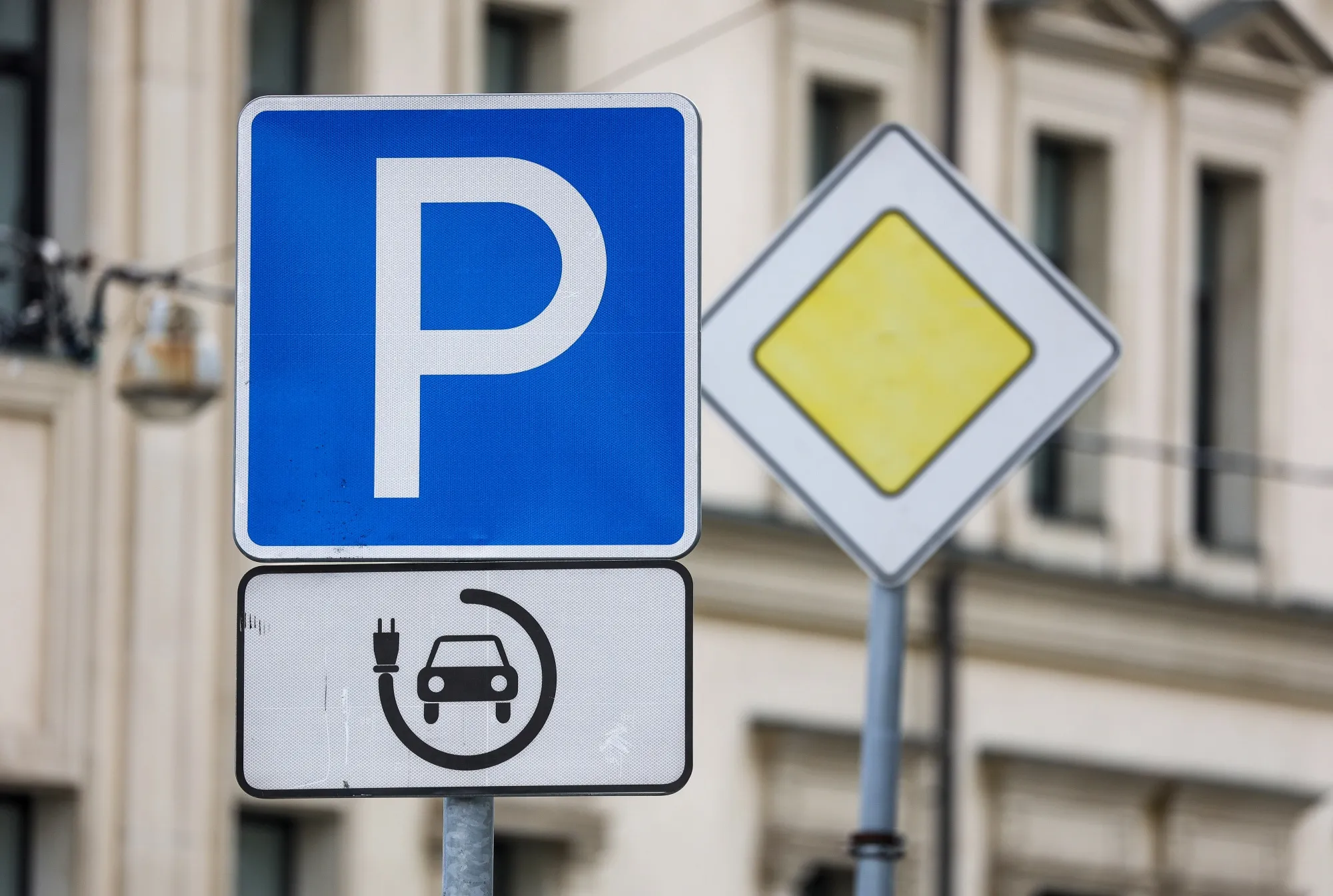 An electric vehicle charging point.