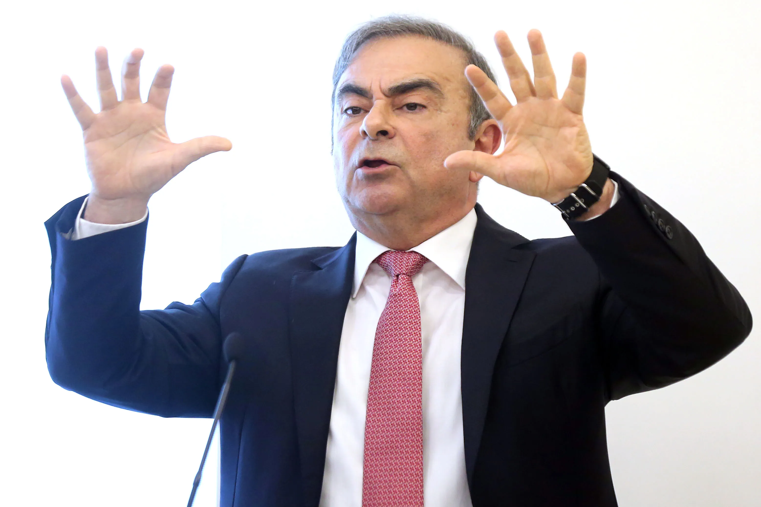 Carlos Ghosn speaks to the media&nbsp;in Beirut, Lebanon, on&nbsp;Jan. 8.&nbsp;
