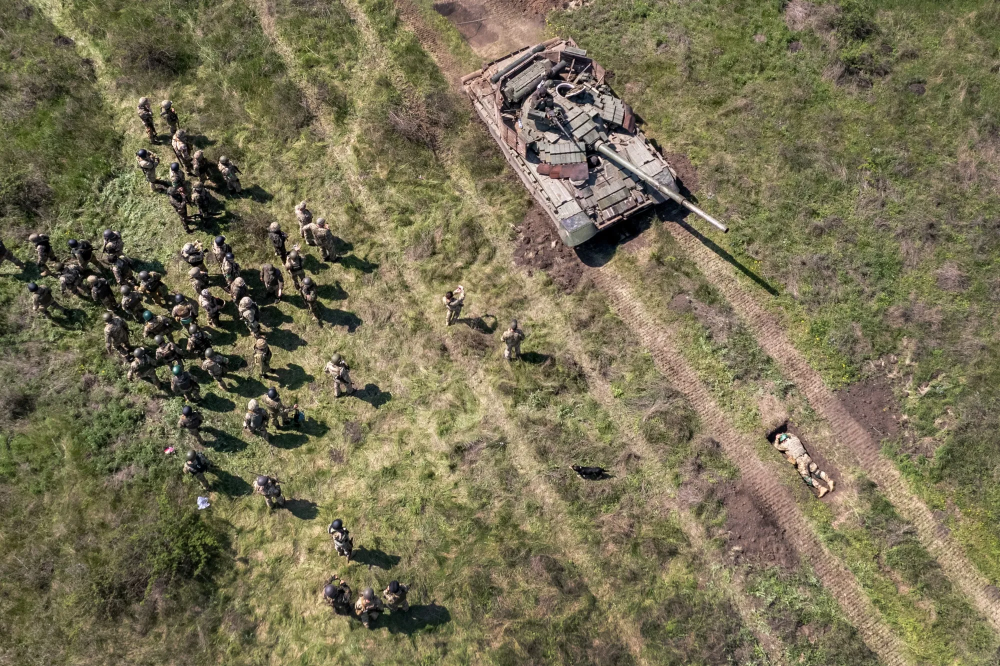 A Ukrainian Army tank moves during a training exercise near Dnipropetrovsk Oblast, Ukraine. 