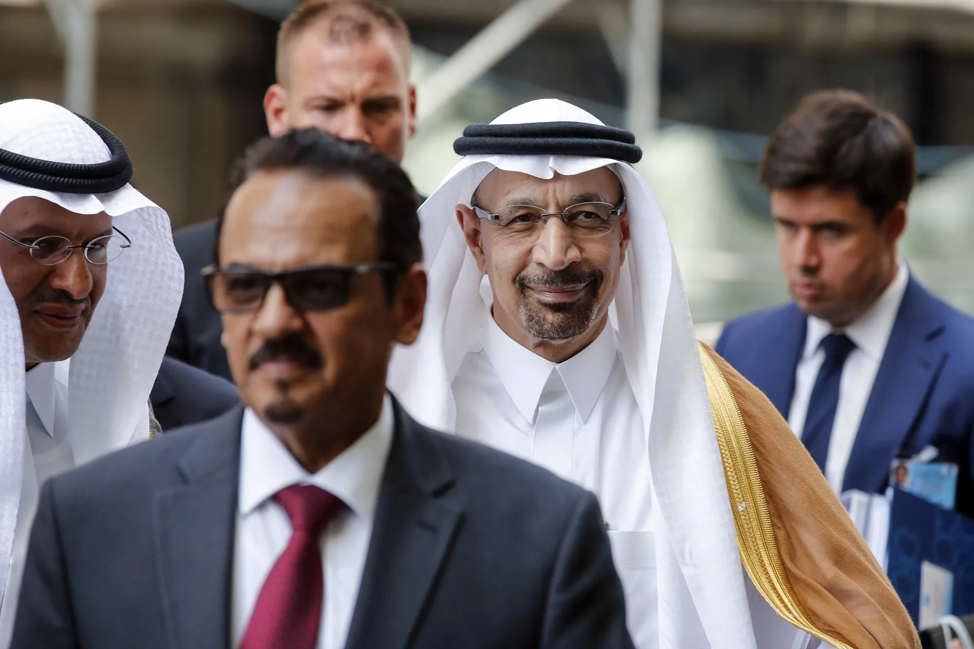Khalid Al-Falih arrives for the 15th Joint Ministerial Monitoring Committee (JMMC) meeting in Vienna on July 1.