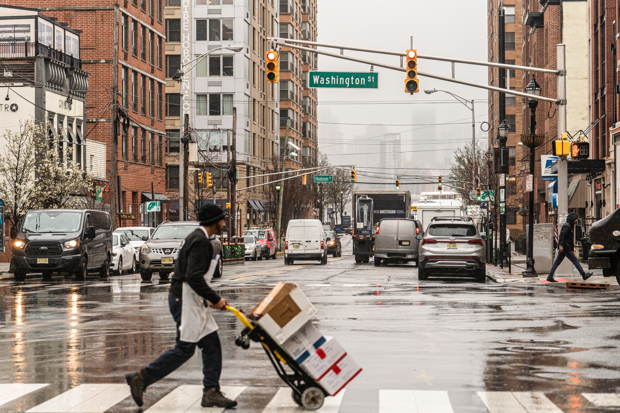 Pedestrian Safety And Car Driving Rules Boy Crossing The Street On